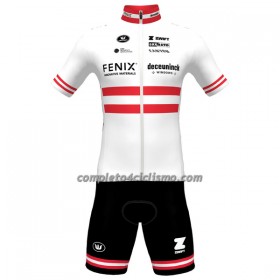 Completo Maglia + Pantaloncino con bretelle 2023 Fenix-Deceuninck Campione Di Austria Manica Corta Rosso Bianco